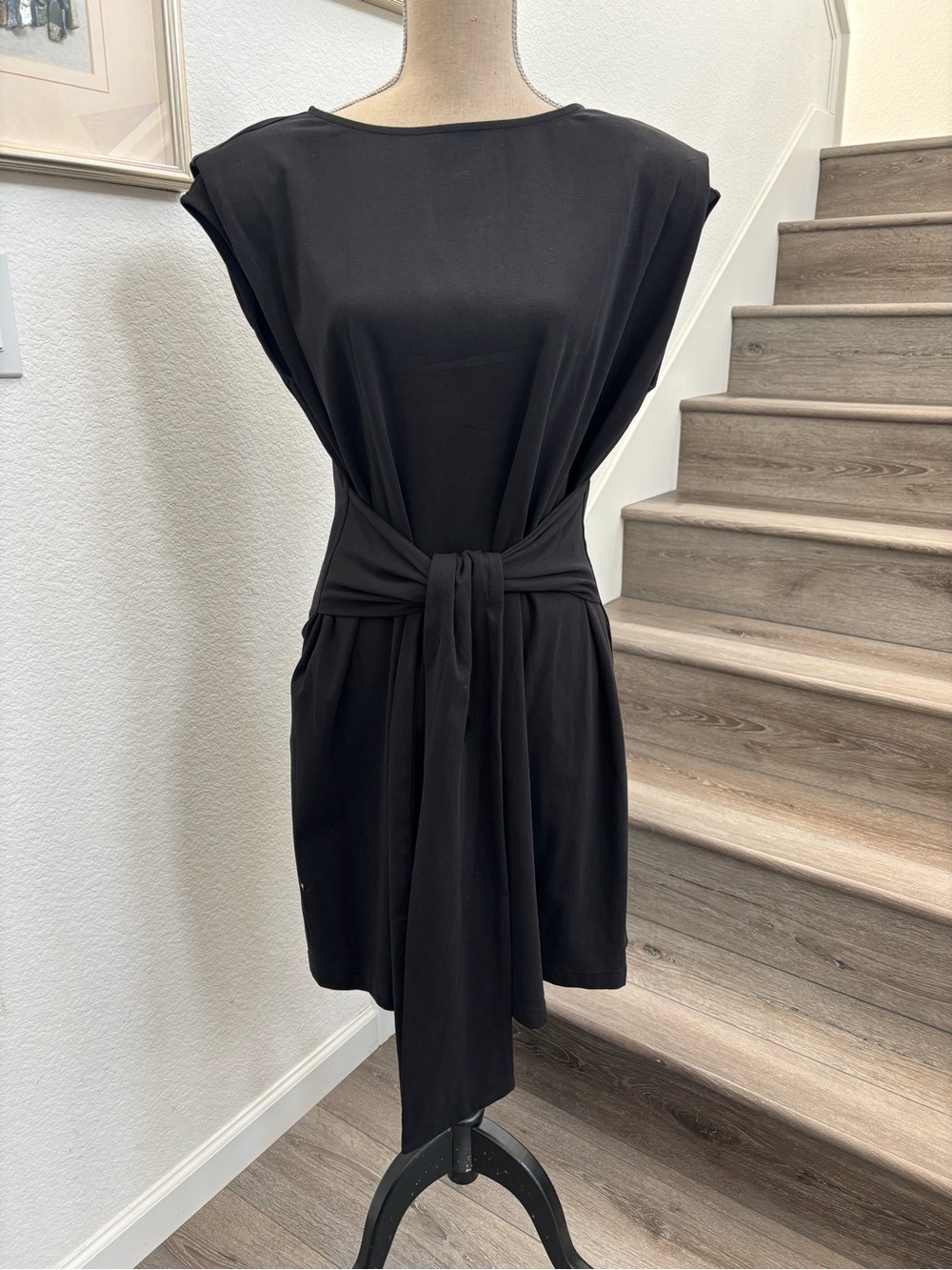 Classic Black Tie-Waist Women’s Dress